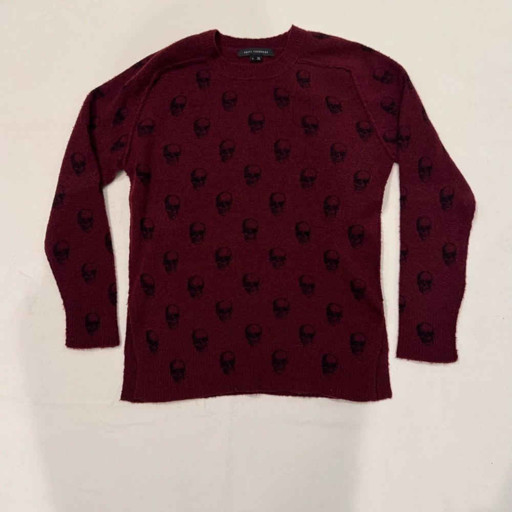 Skull Cashmere Wool Blend Skull Print Sweater - Picture 6 of 15